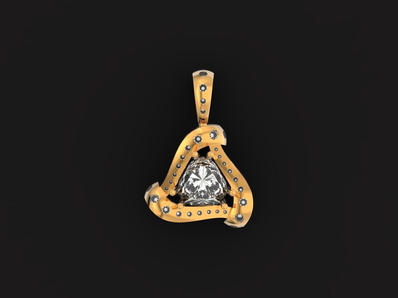 triangle pendant with stones 2670 3D print model_15