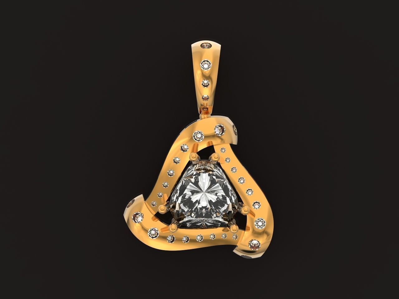 triangle pendant with stones 2670 3D print model_22
