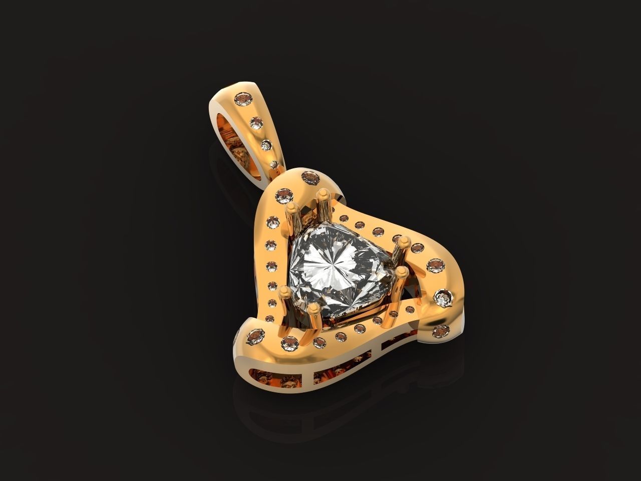 triangle pendant with stones 2670 3D print model_25