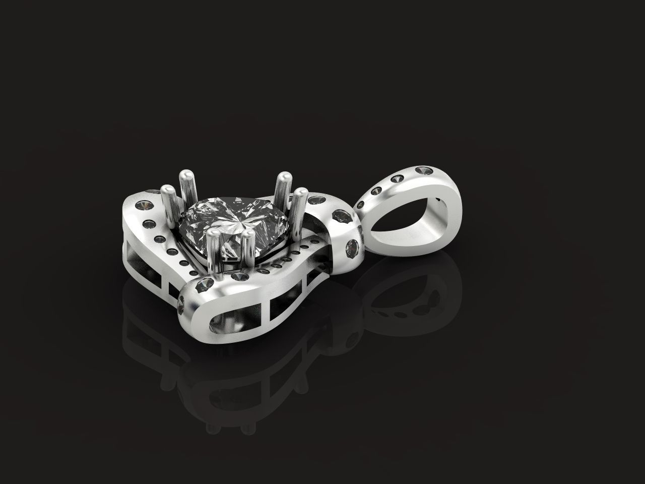 triangle pendant with stones 2670 3D print model_27