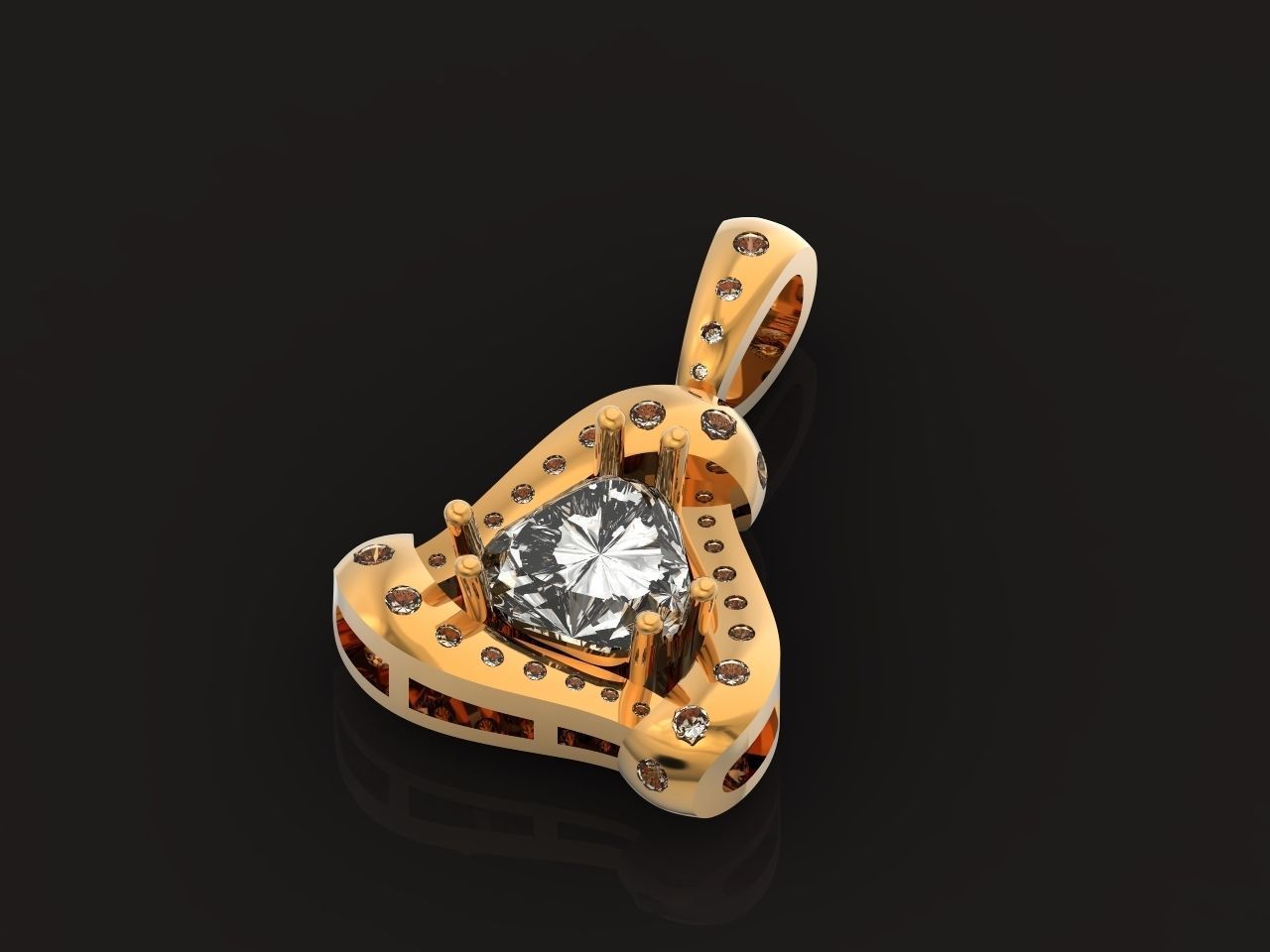 triangle pendant with stones 2670 3D print model_23