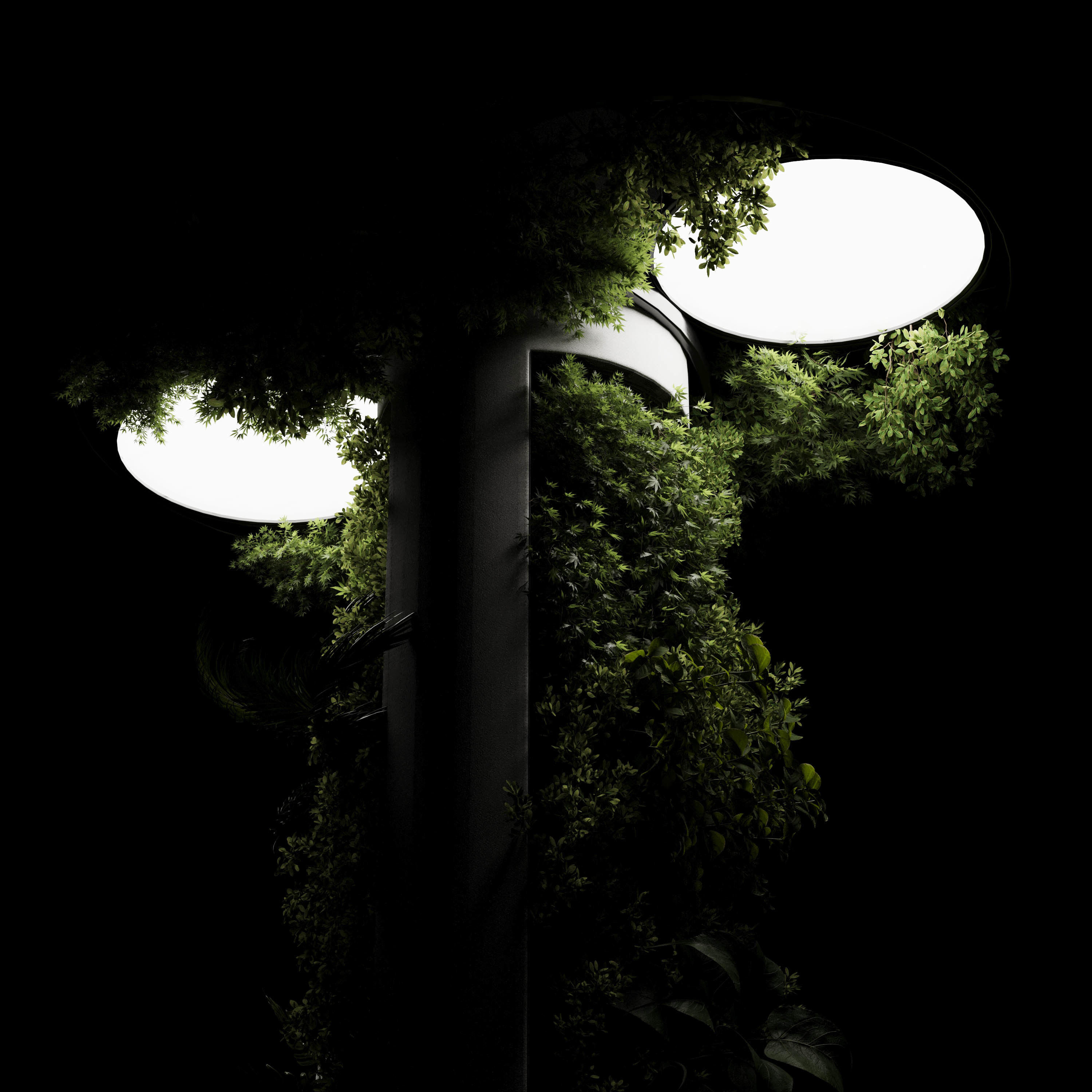 Column plant - pillar plant with ceiling light 06 Low-poly 3D model_3