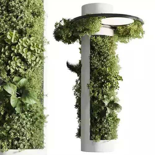 Column plant - pillar plant with ceiling light 06 Low-poly 3D model