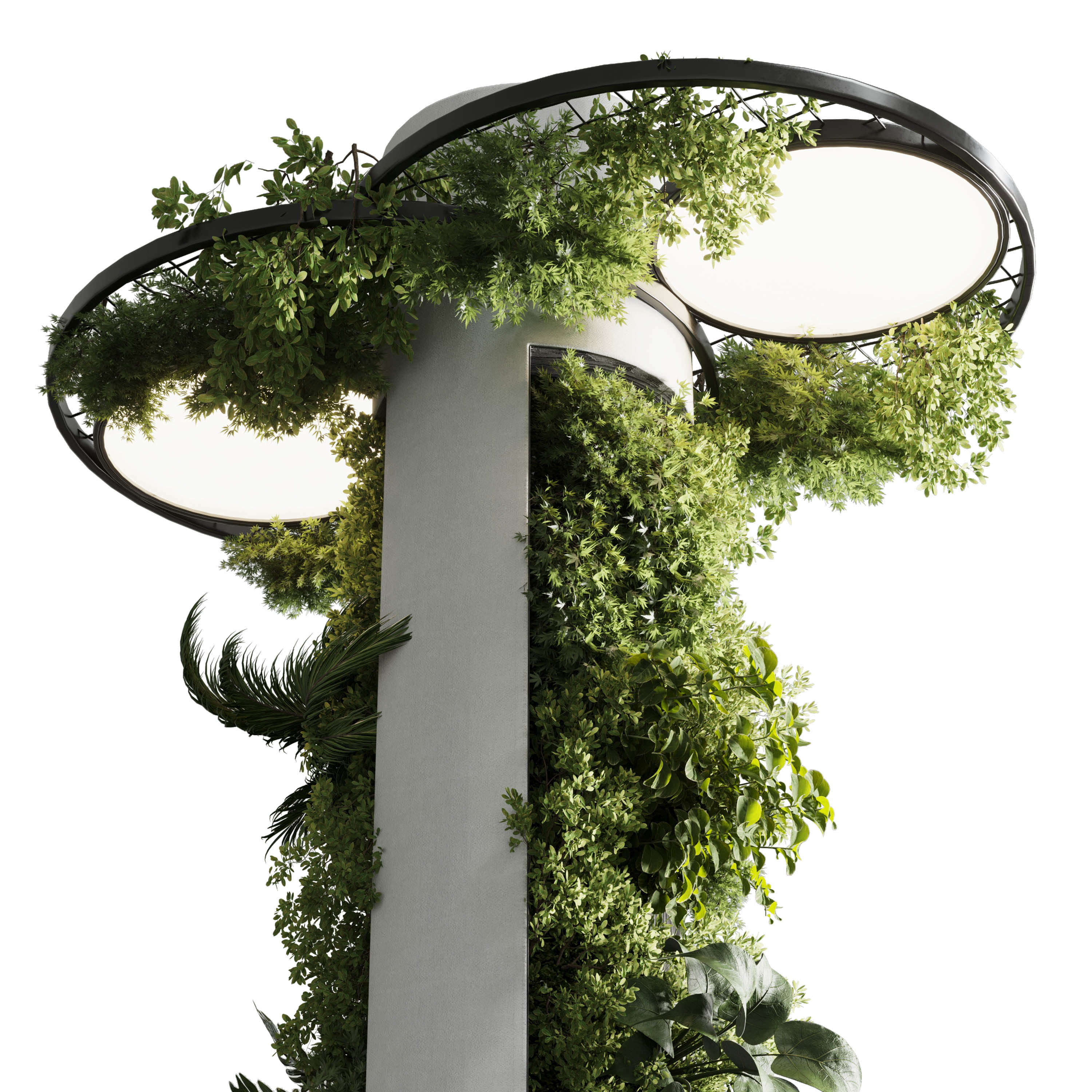 Column plant - pillar plant with ceiling light 06 Low-poly 3D model_4