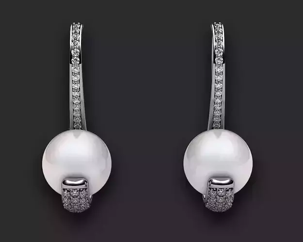 Earrings with 14 mm pearls and 1 00 ct diamonds