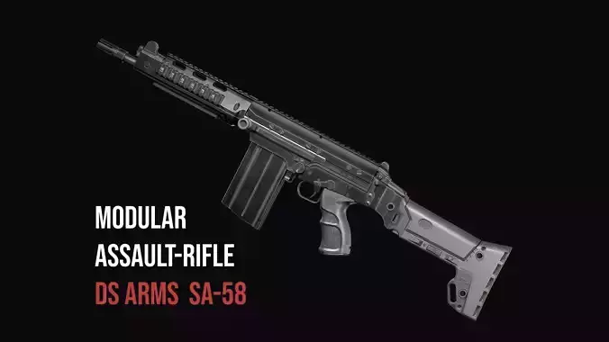 Modular assault rifle DS Arms SA 58 FAL Low-poly 3D model