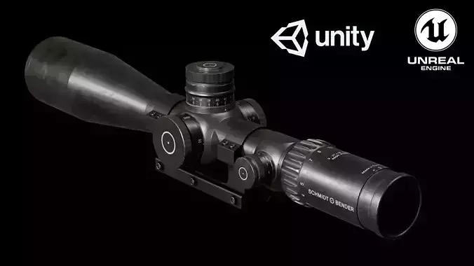 Schmidt And Bender scope with mount Low-poly 3D model