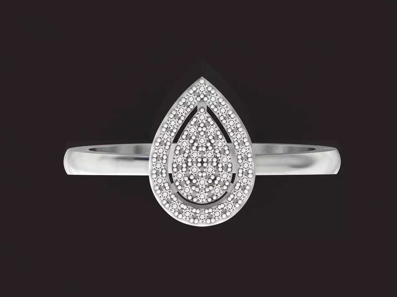 Diamond Ring Pear shaped halo 2693 3D print model