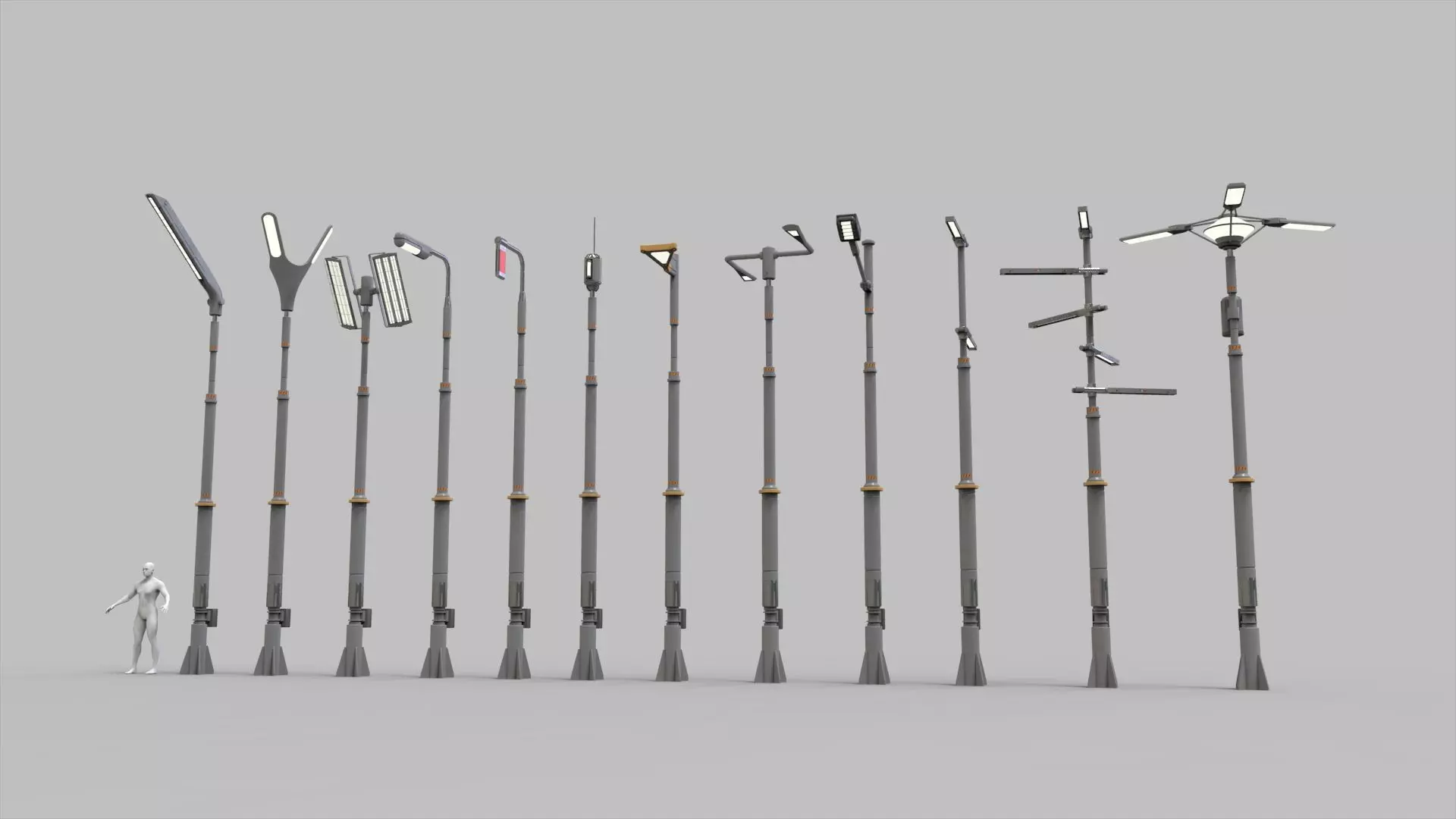 Sci fi street lighting 10 3D model_0