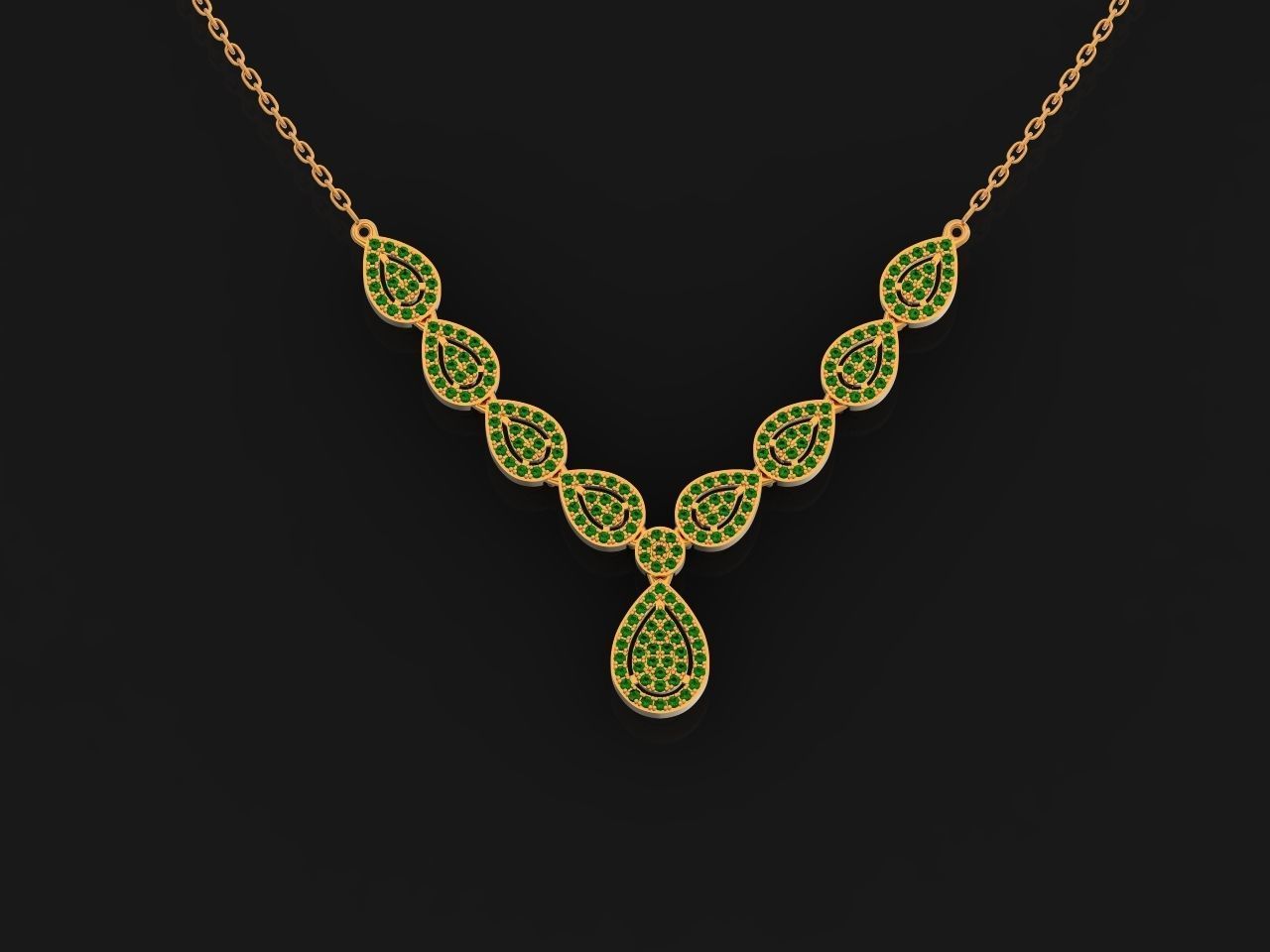 Drop Link necklace  Pendant-pear 2693 3D print model_34