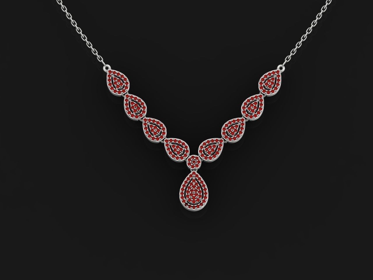 Drop Link necklace  Pendant-pear 2693 3D print model_33