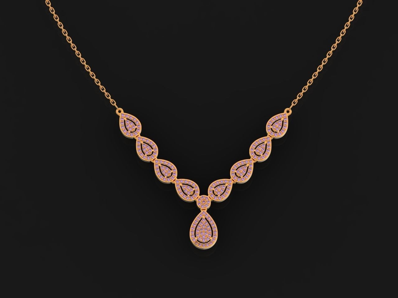 Drop Link necklace  Pendant-pear 2693 3D print model_36