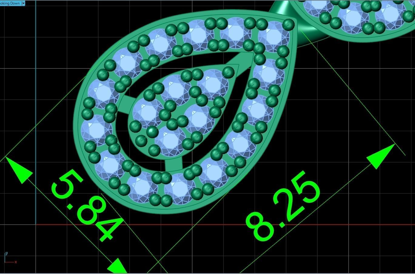 Drop Link necklace  Pendant-pear 2693 3D print model_8