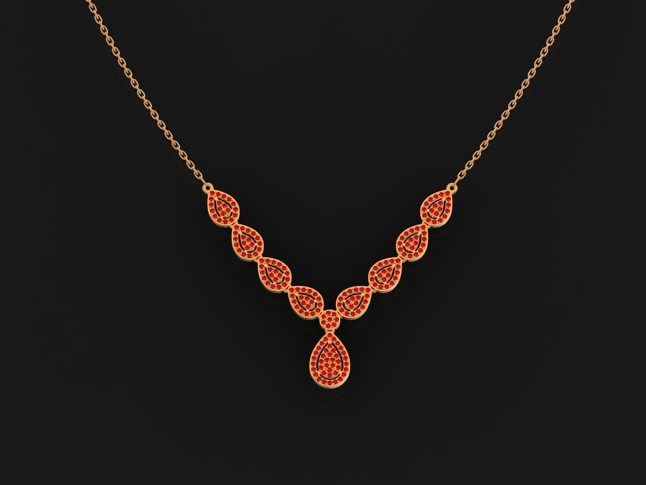 Drop Link necklace  Pendant-pear 2693 3D print model_35