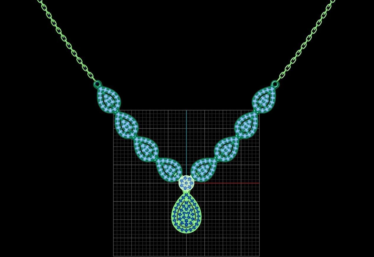 Drop Link necklace  Pendant-pear 2693 3D print model_5