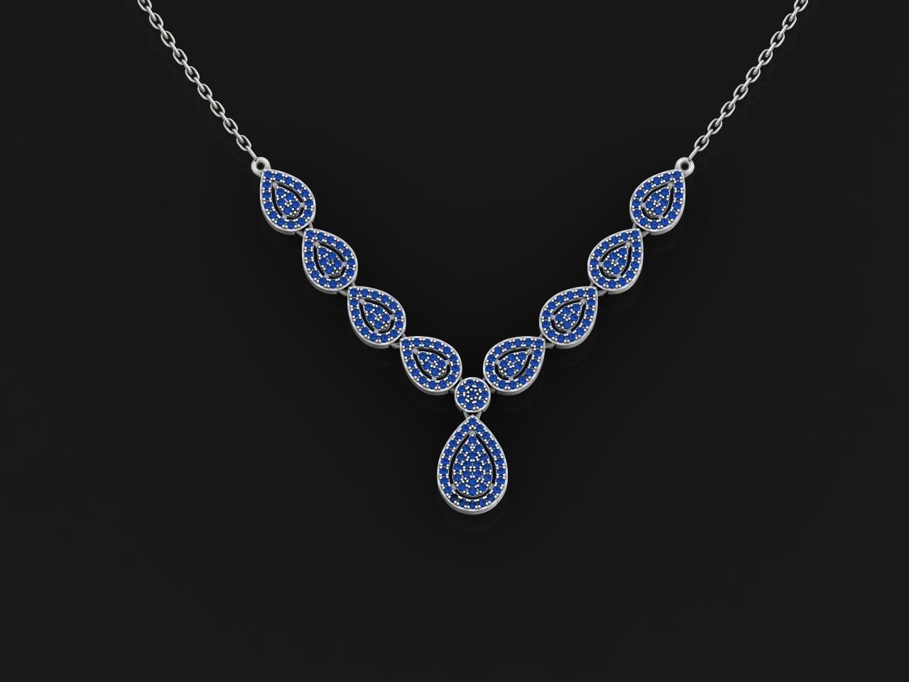 Drop Link necklace  Pendant-pear 2693 3D print model_32