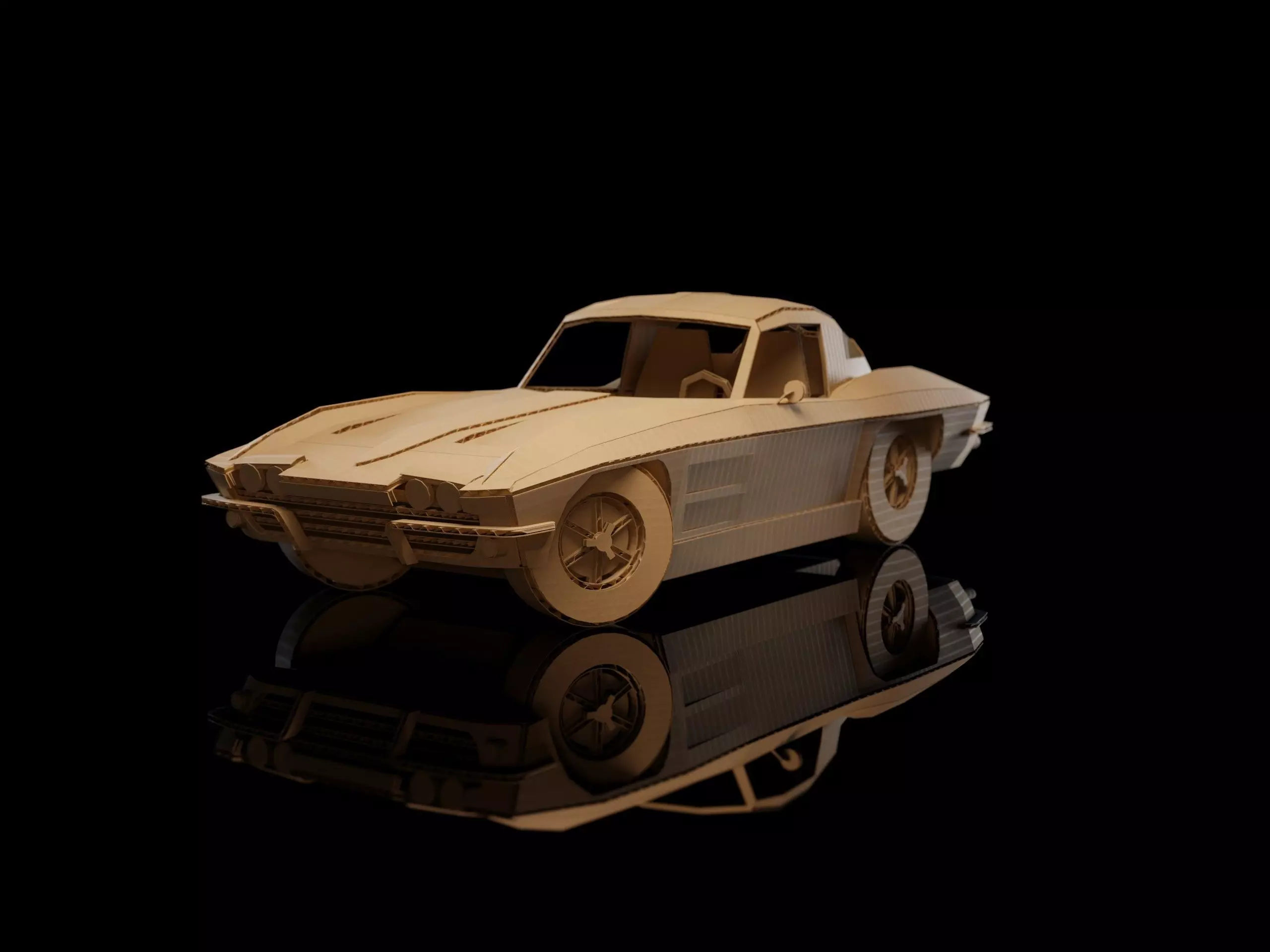 CHEVROLET CORVETTE C2 Sting Ray 1963 cardboard car 3D model_0