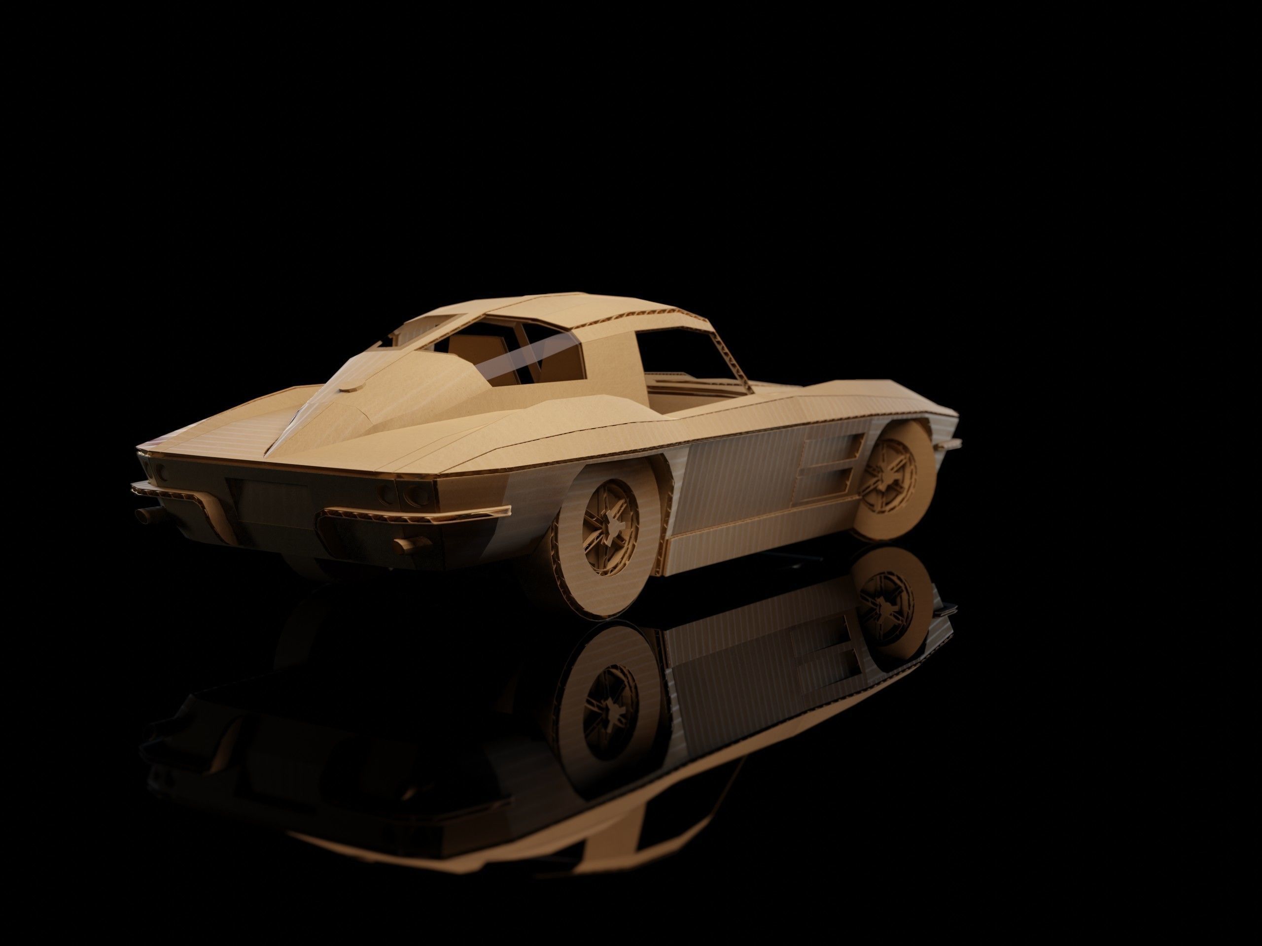 CHEVROLET CORVETTE C2 Sting Ray 1963 cardboard car 3D model_4