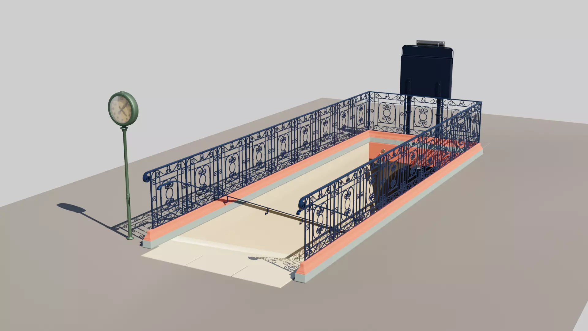 Subway Entrance Low-poly 3D model