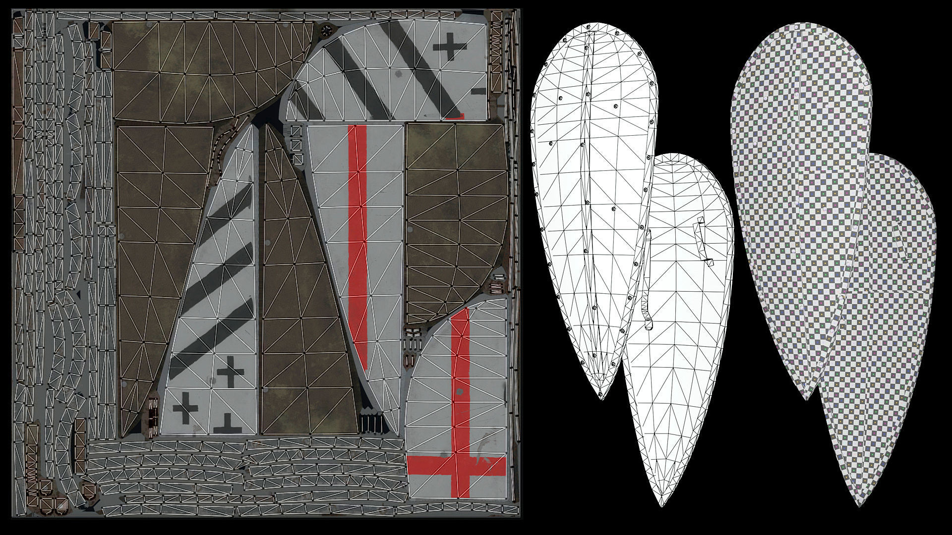 Medieval templar knight big shield Low-poly 3D model_6