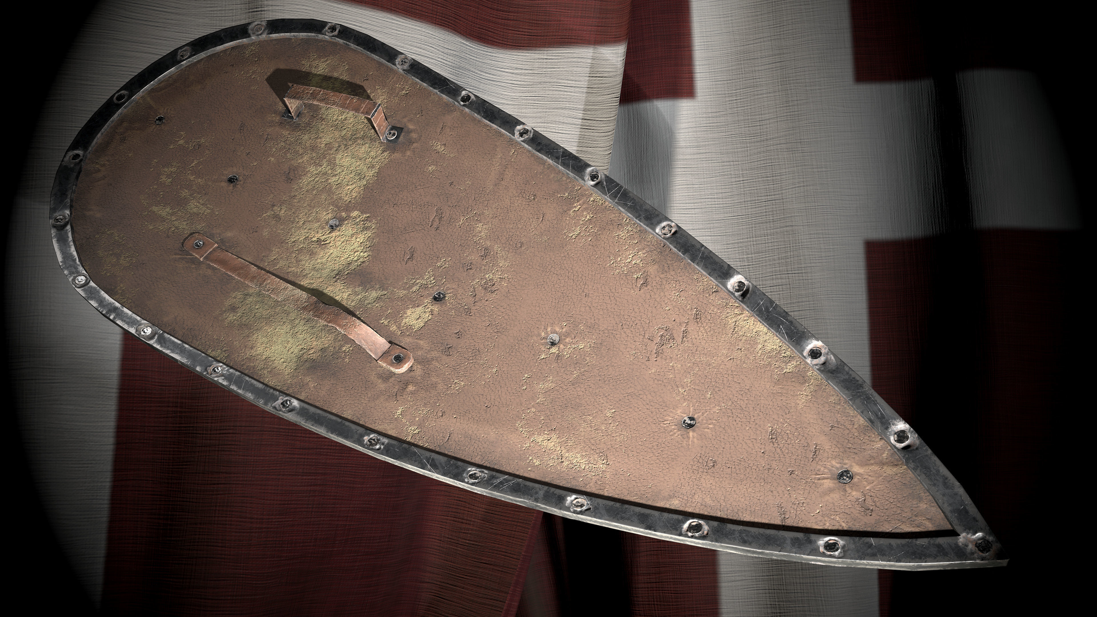 Medieval templar knight big shield Low-poly 3D model_3