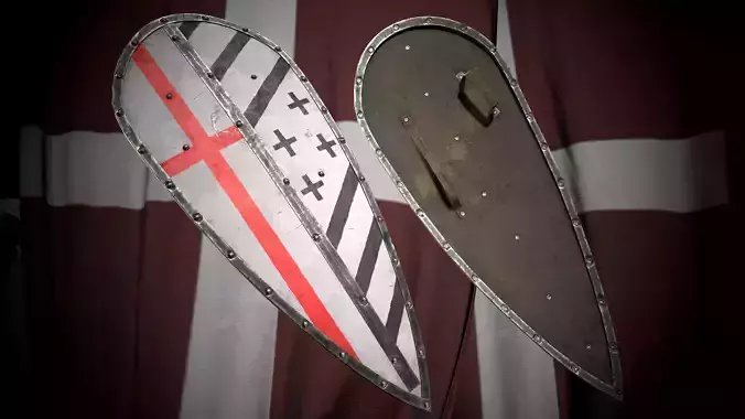 Medieval templar knight big shield