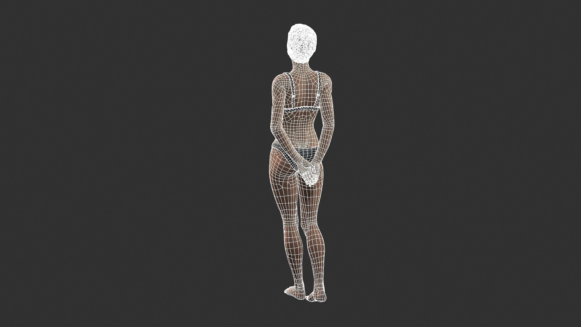 Woman character Low-poly 3D model_2