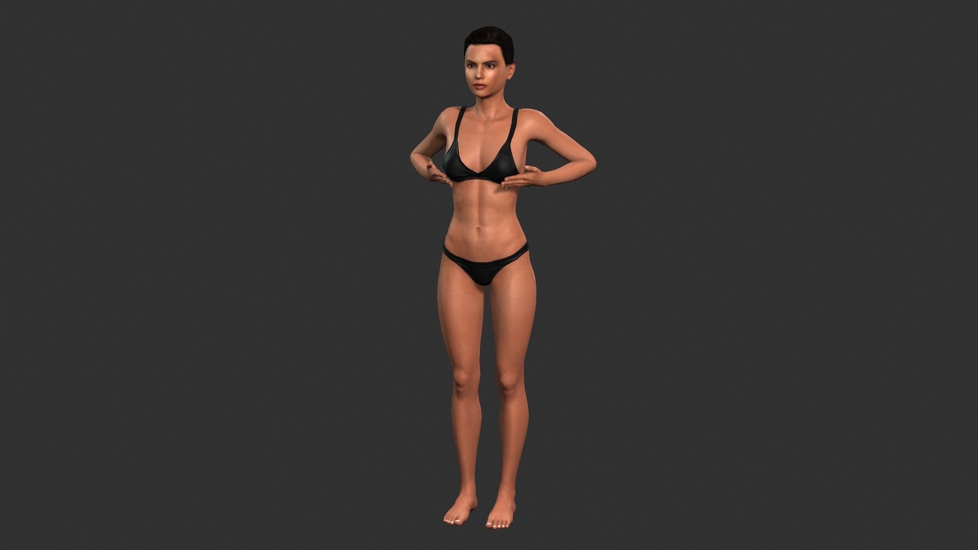 Woman character Low-poly 3D model_9