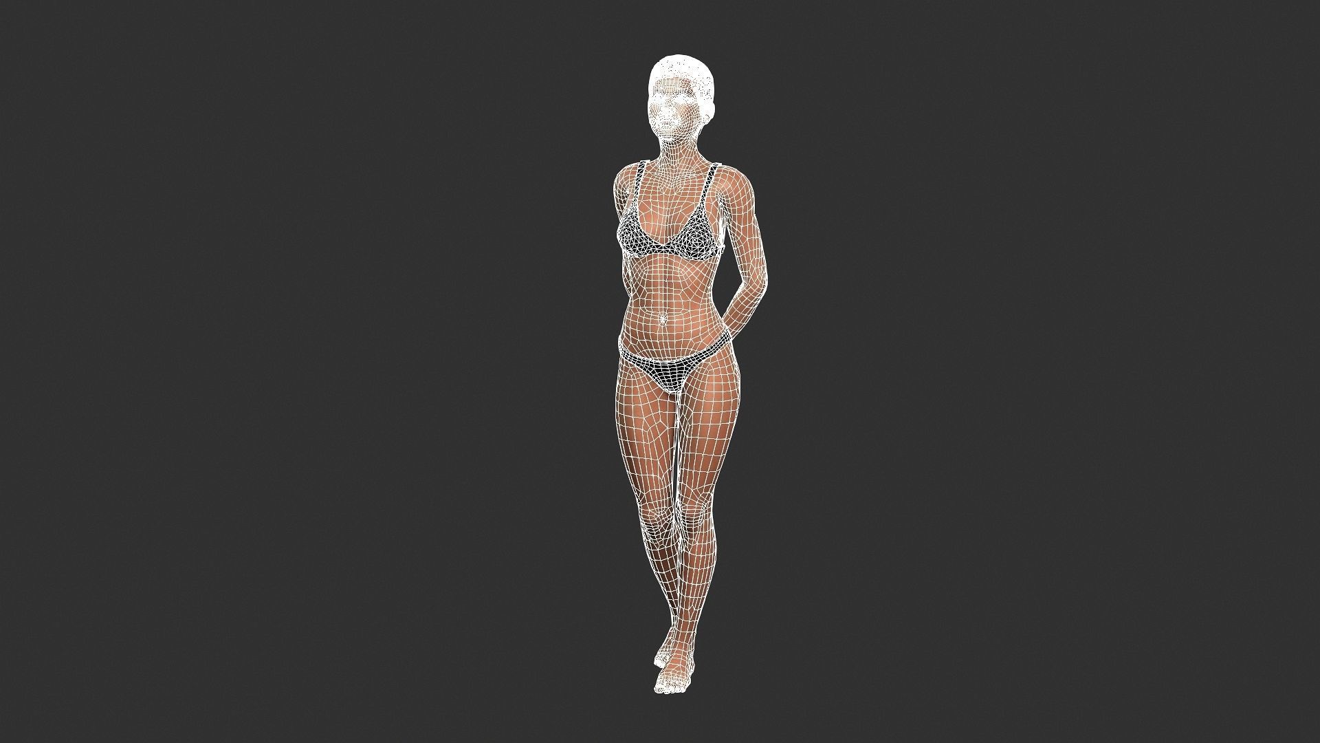 Woman character Low-poly 3D model_1