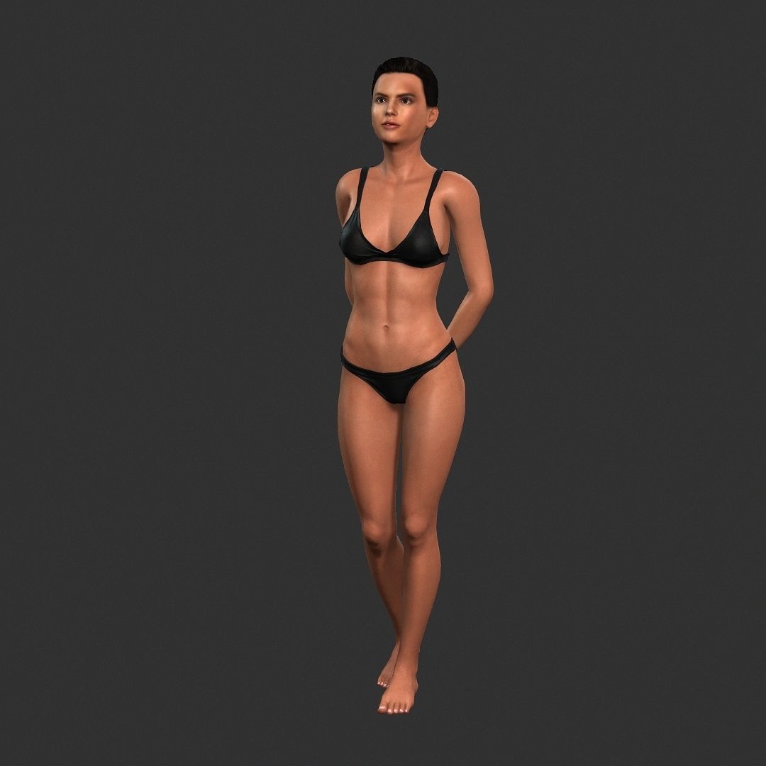 Woman character Low-poly 3D model_12