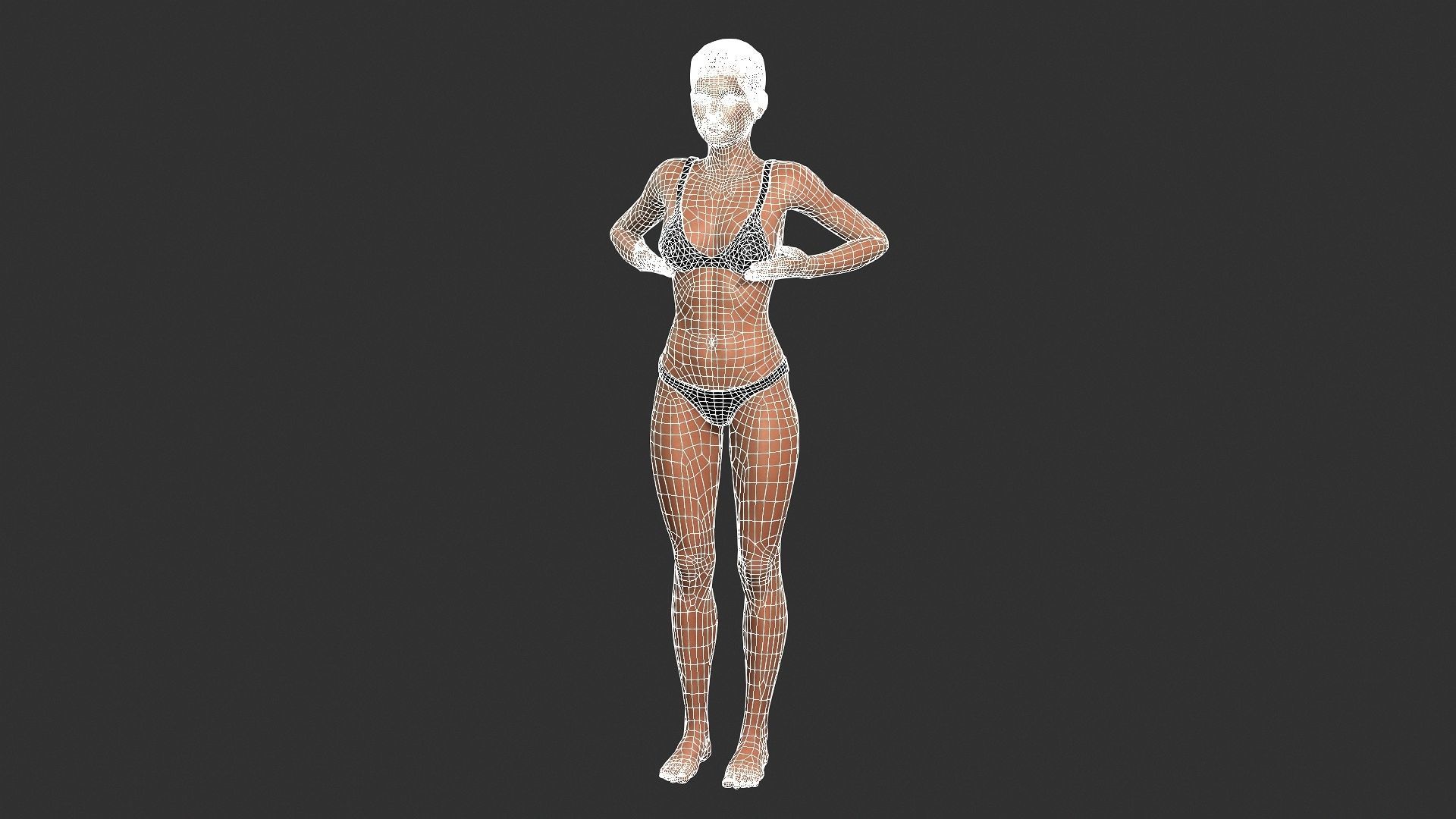 Woman character Low-poly 3D model_4