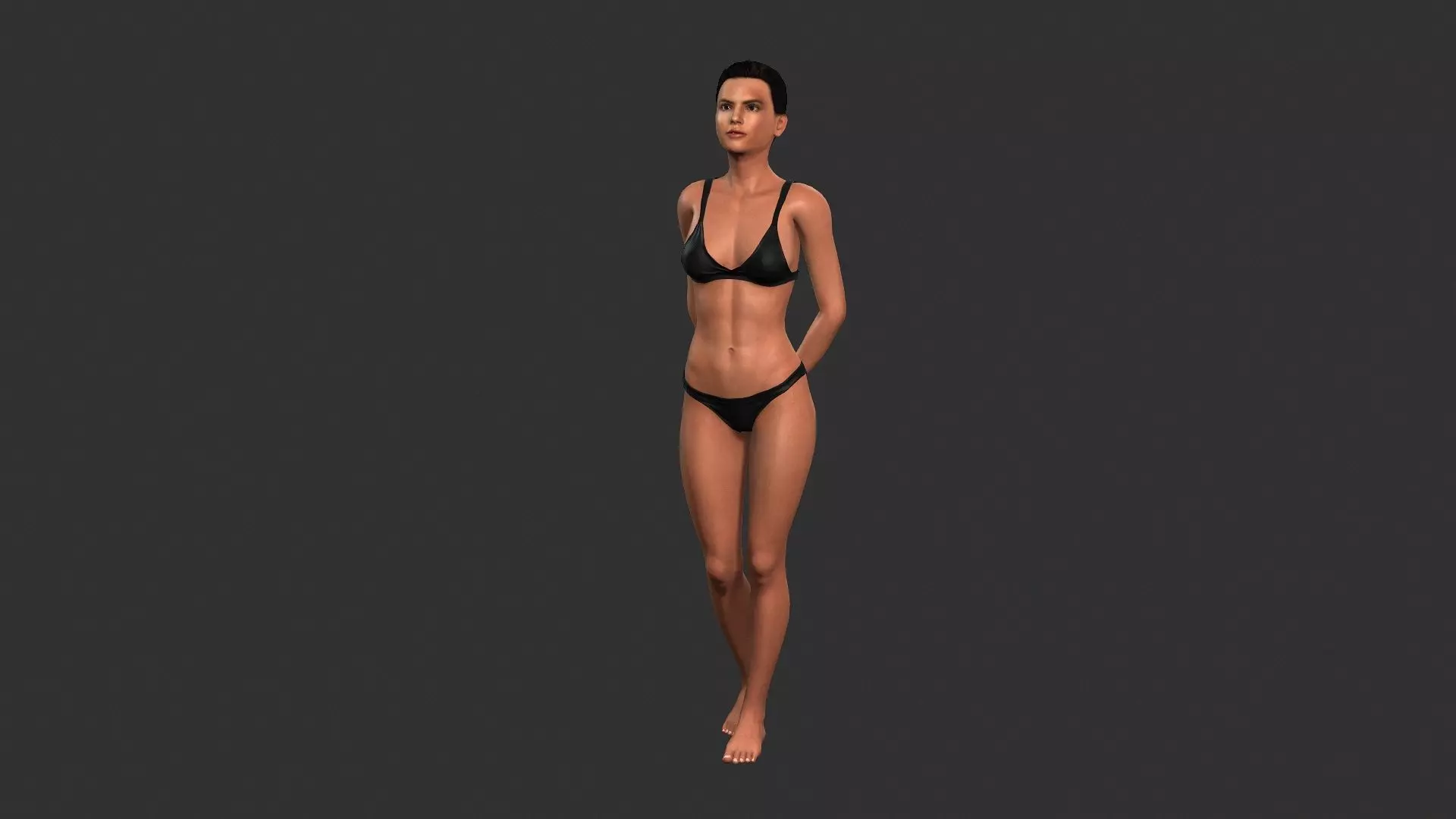 Woman character Low-poly 3D model_0