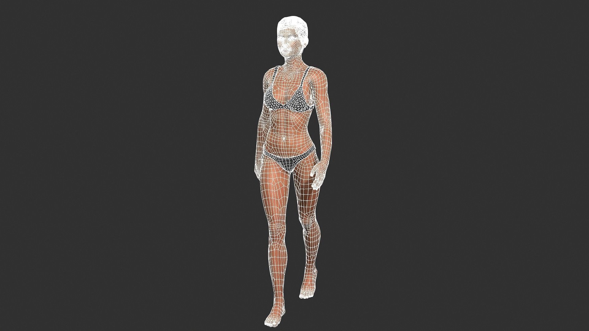 Woman character Low-poly 3D model_5