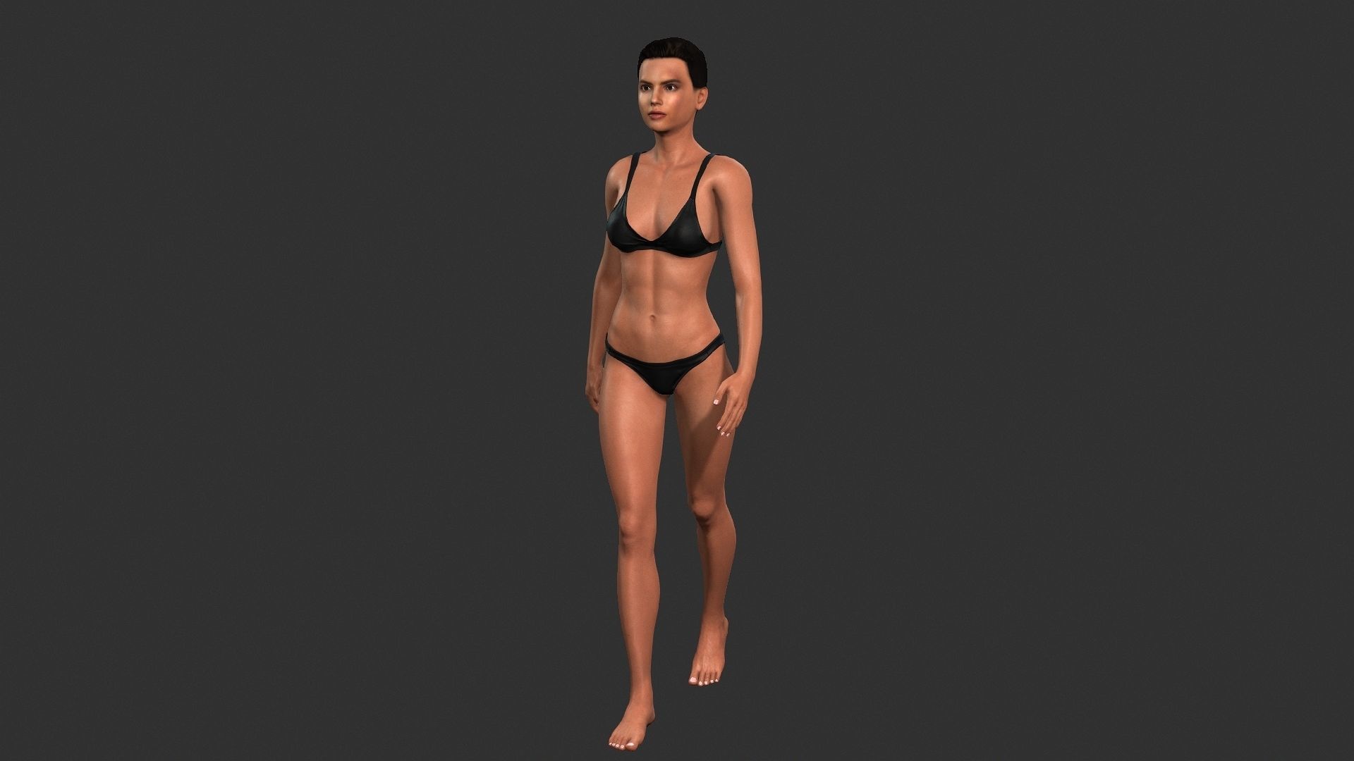 Woman character Low-poly 3D model_10