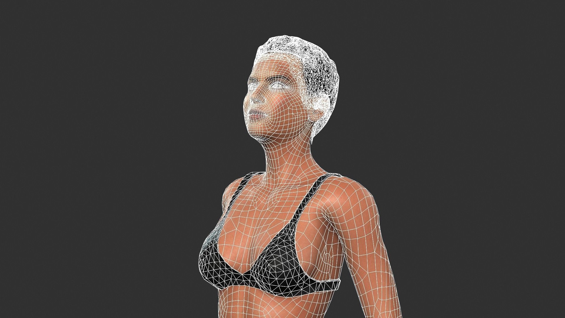Woman character Low-poly 3D model_3