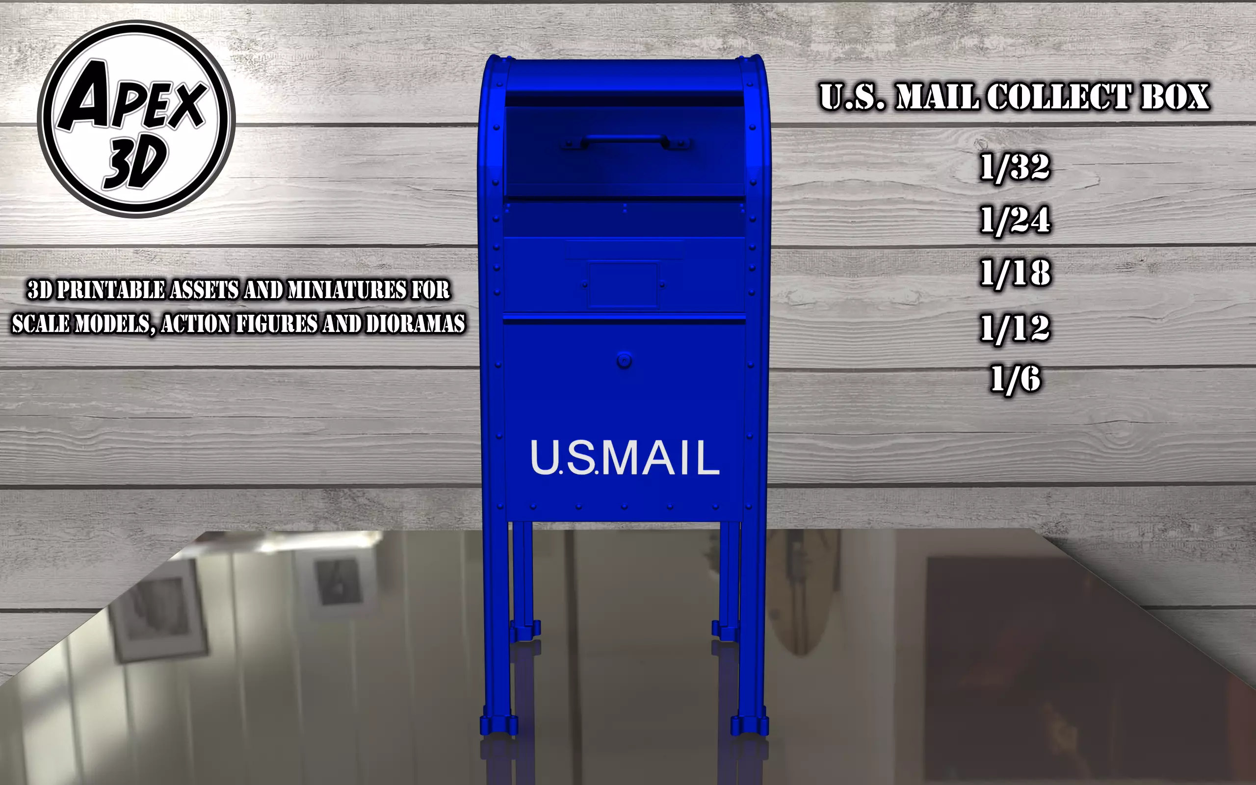 US Mail collect box 3d printable in various scales 3D print model