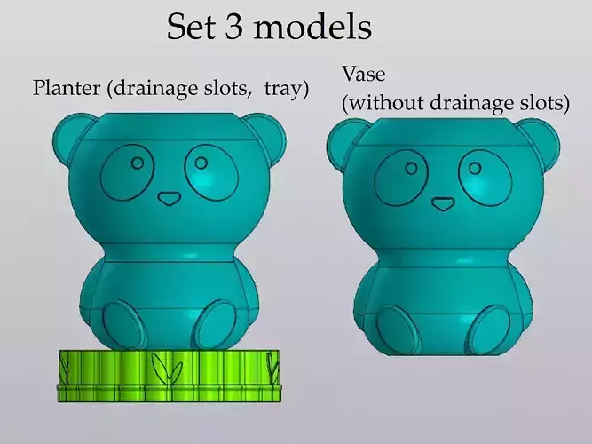 Set Planter and Vase Penholder Panda