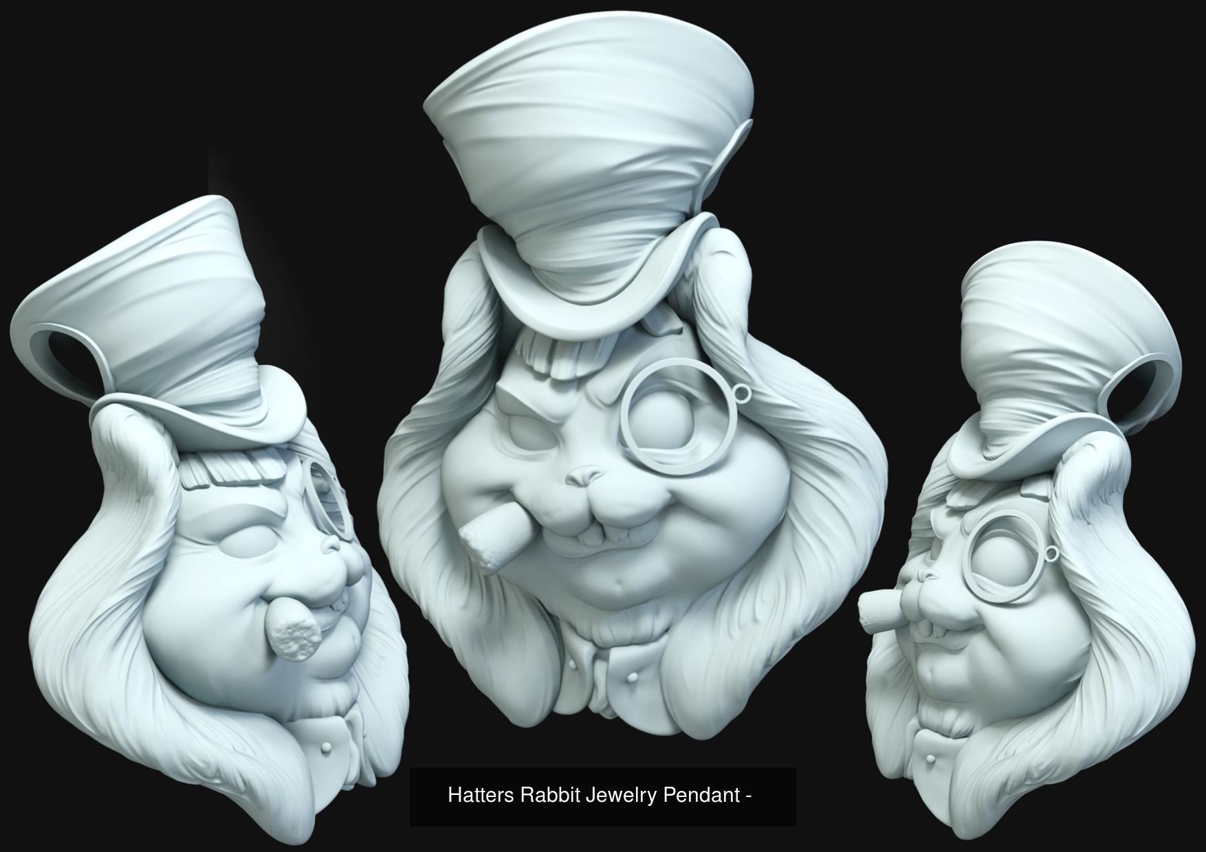 Hatters Rabbit Jewelry Pendant and Hatters Dormouse Rat  3D Model Collection_5