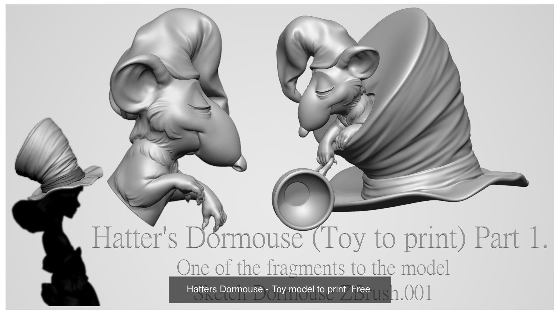 Hatters Rabbit Jewelry Pendant and Hatters Dormouse Rat  3D Model Collection_1