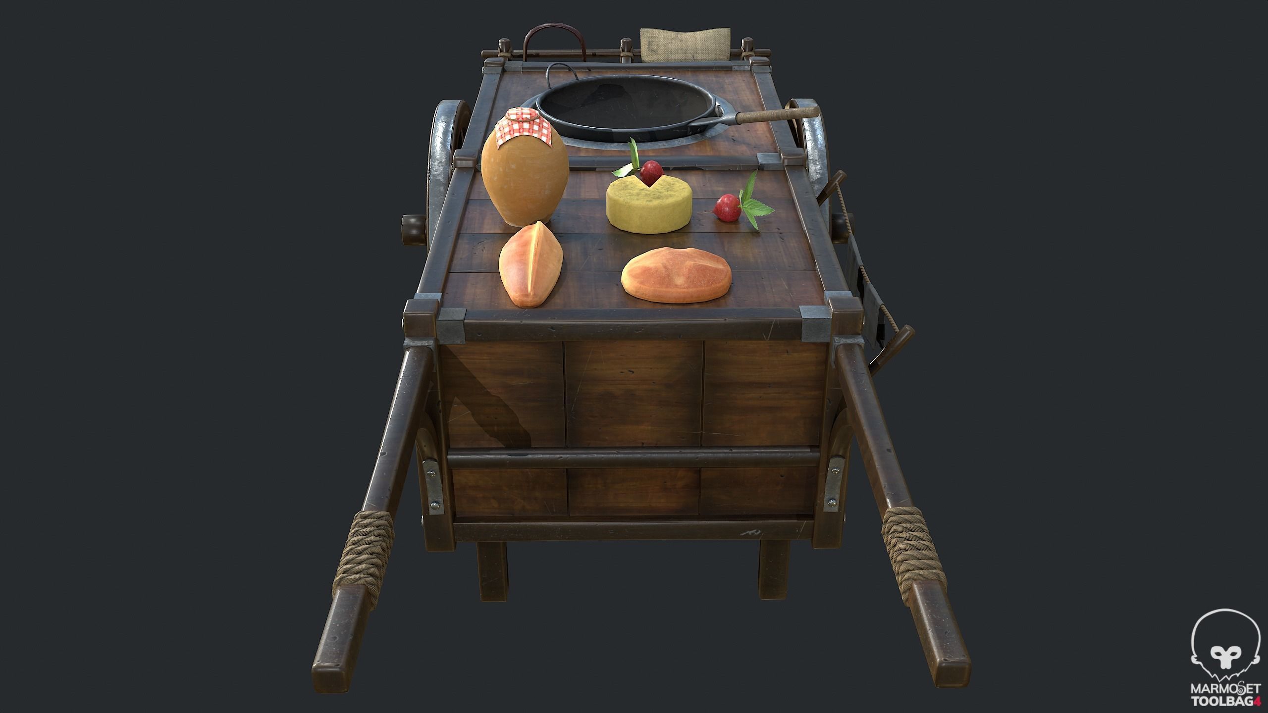 PBR Street Food Cart Low-poly 3D model_2