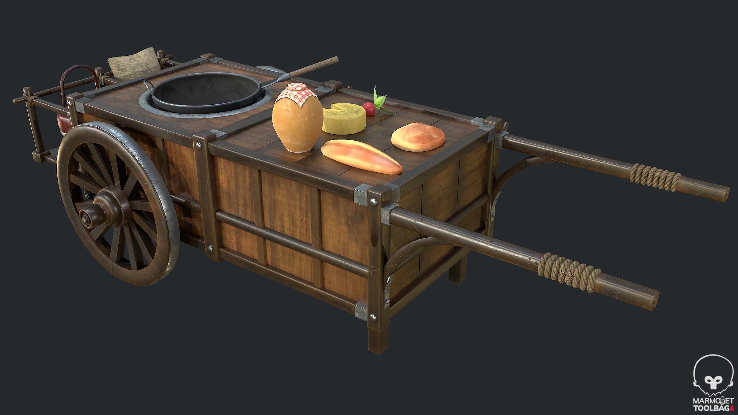 PBR Street Food Cart Low-poly 3D model_3