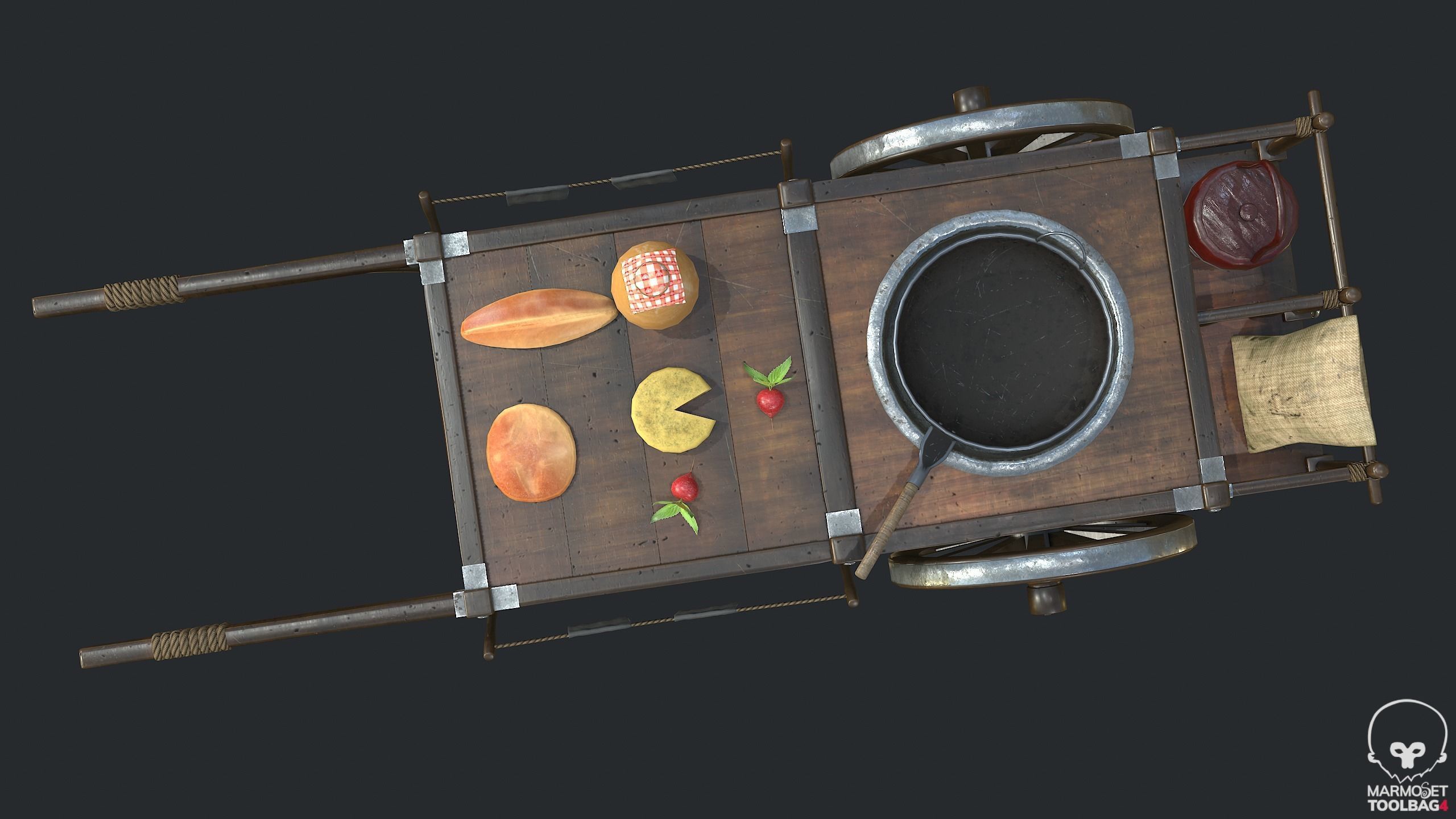 PBR Street Food Cart Low-poly 3D model_8