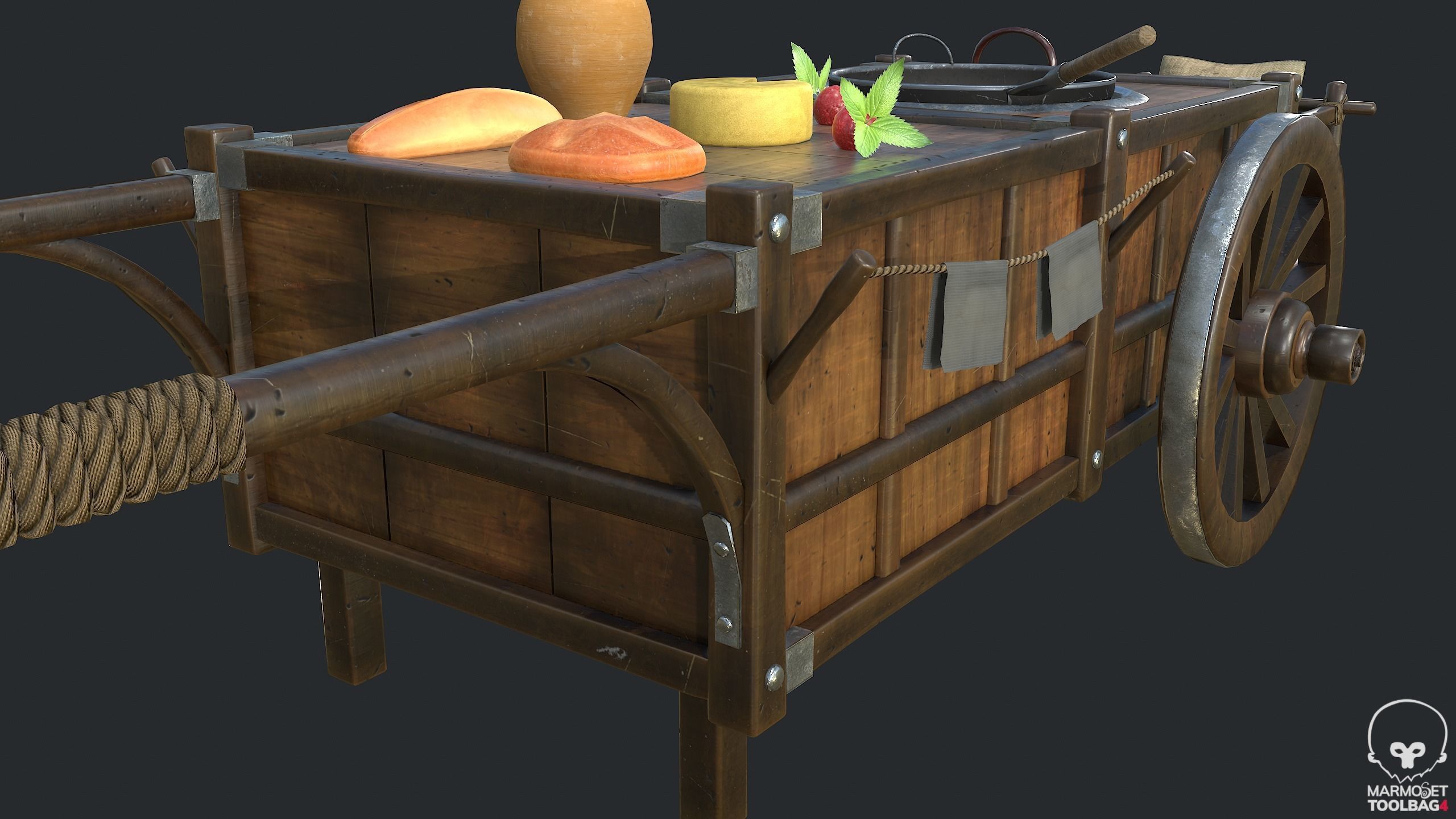 PBR Street Food Cart Low-poly 3D model_12