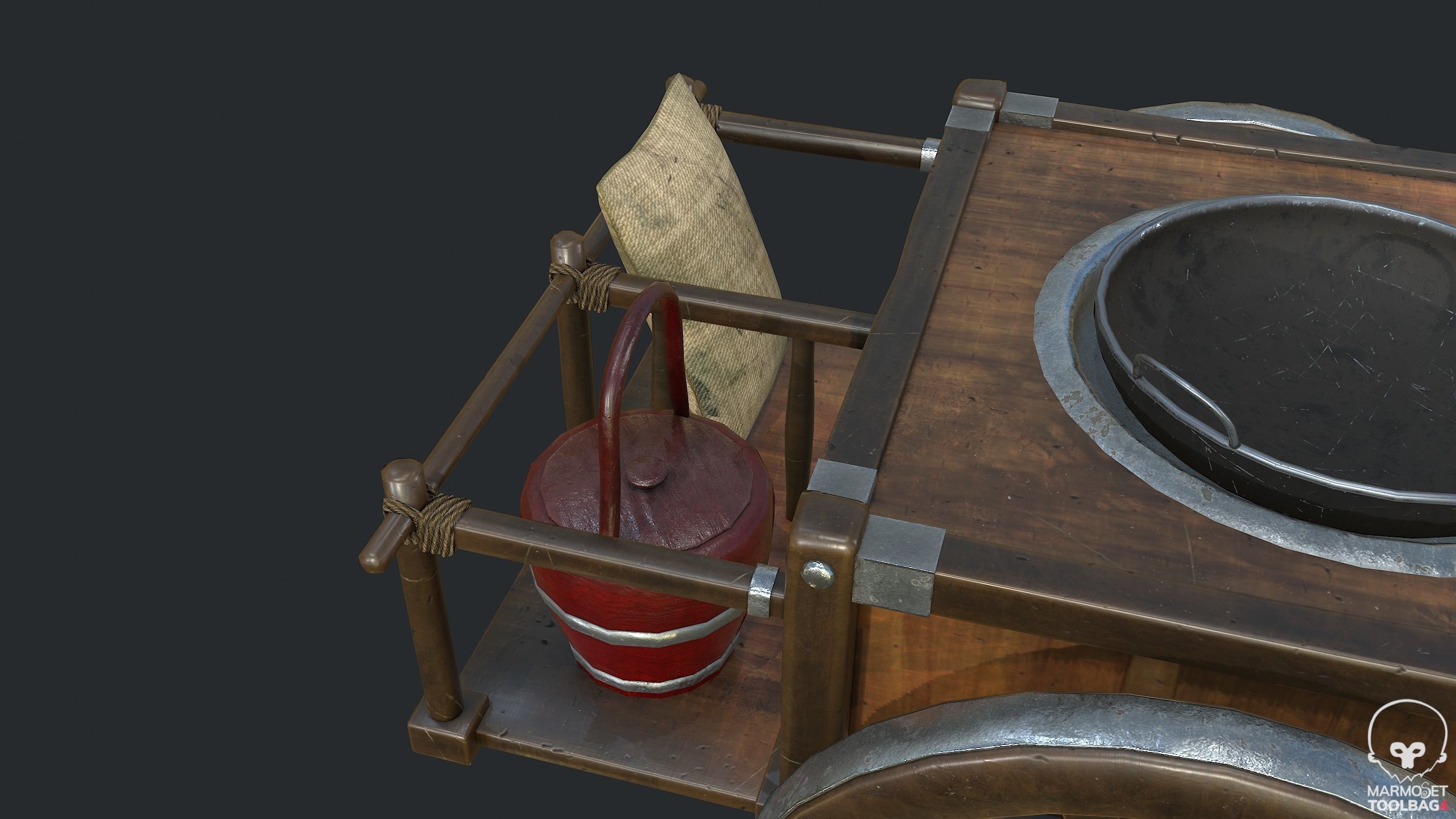 PBR Street Food Cart Low-poly 3D model_11