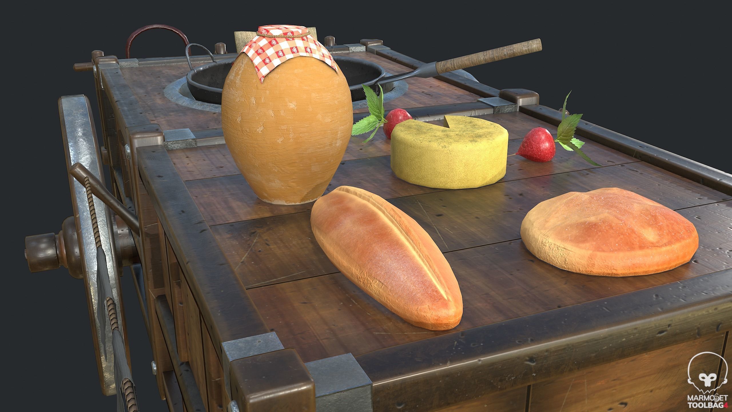 PBR Street Food Cart Low-poly 3D model_10