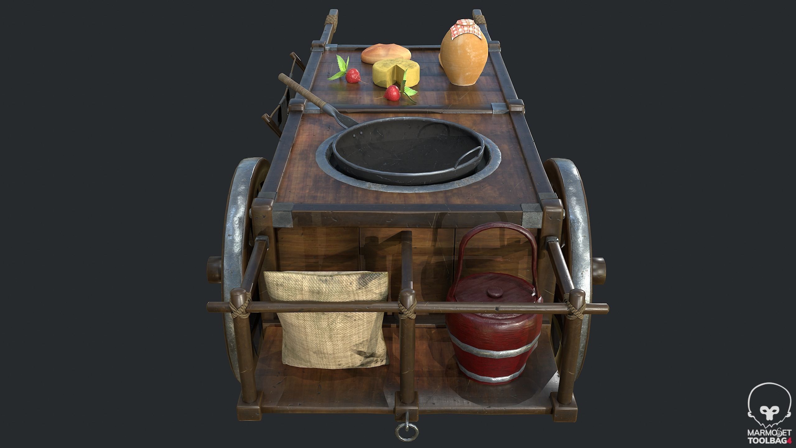 PBR Street Food Cart Low-poly 3D model_5
