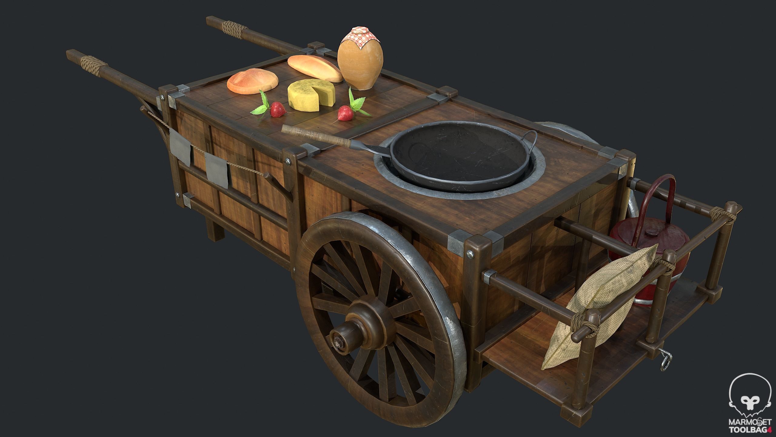 PBR Street Food Cart Low-poly 3D model_4