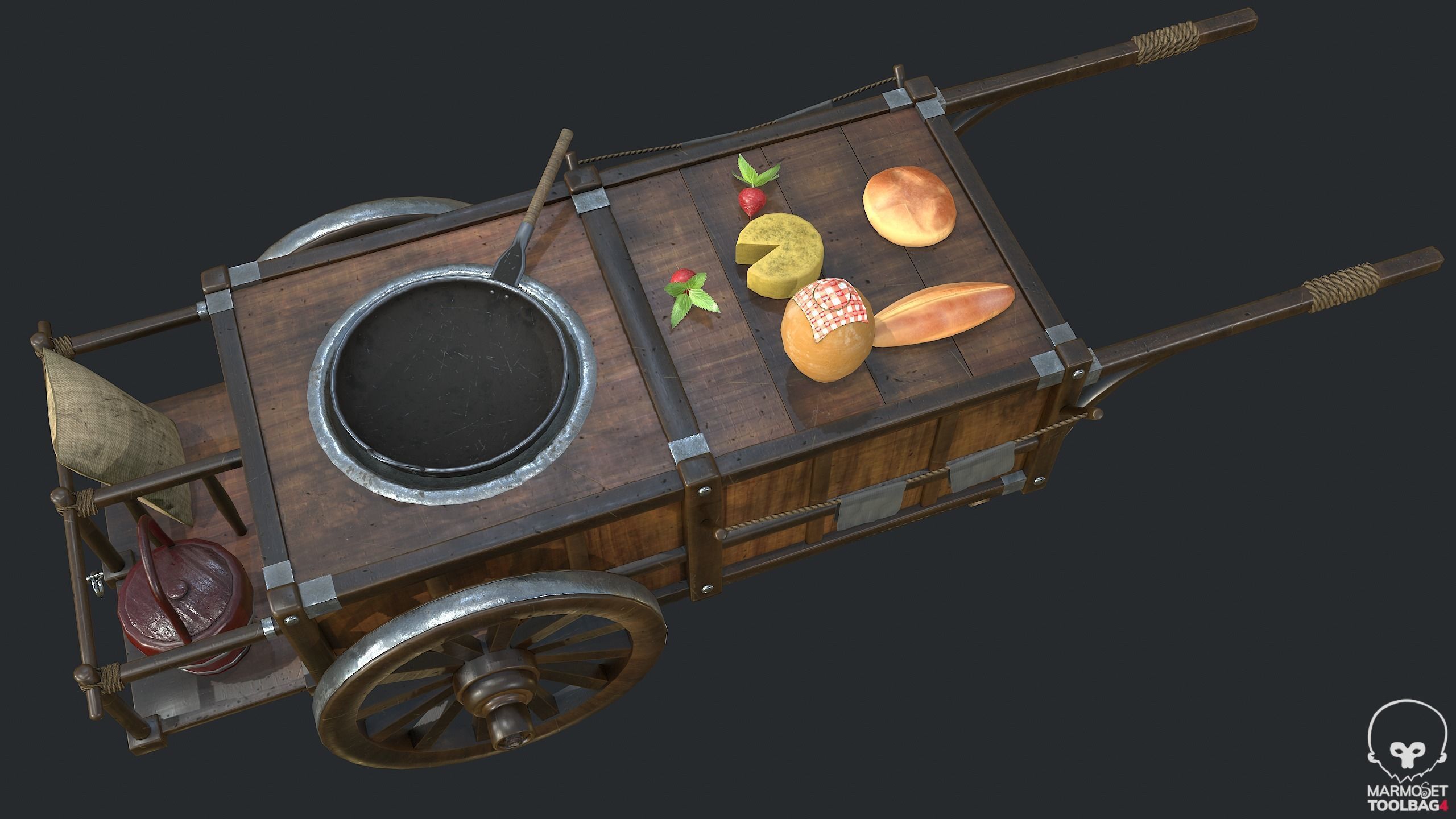 PBR Street Food Cart Low-poly 3D model_14