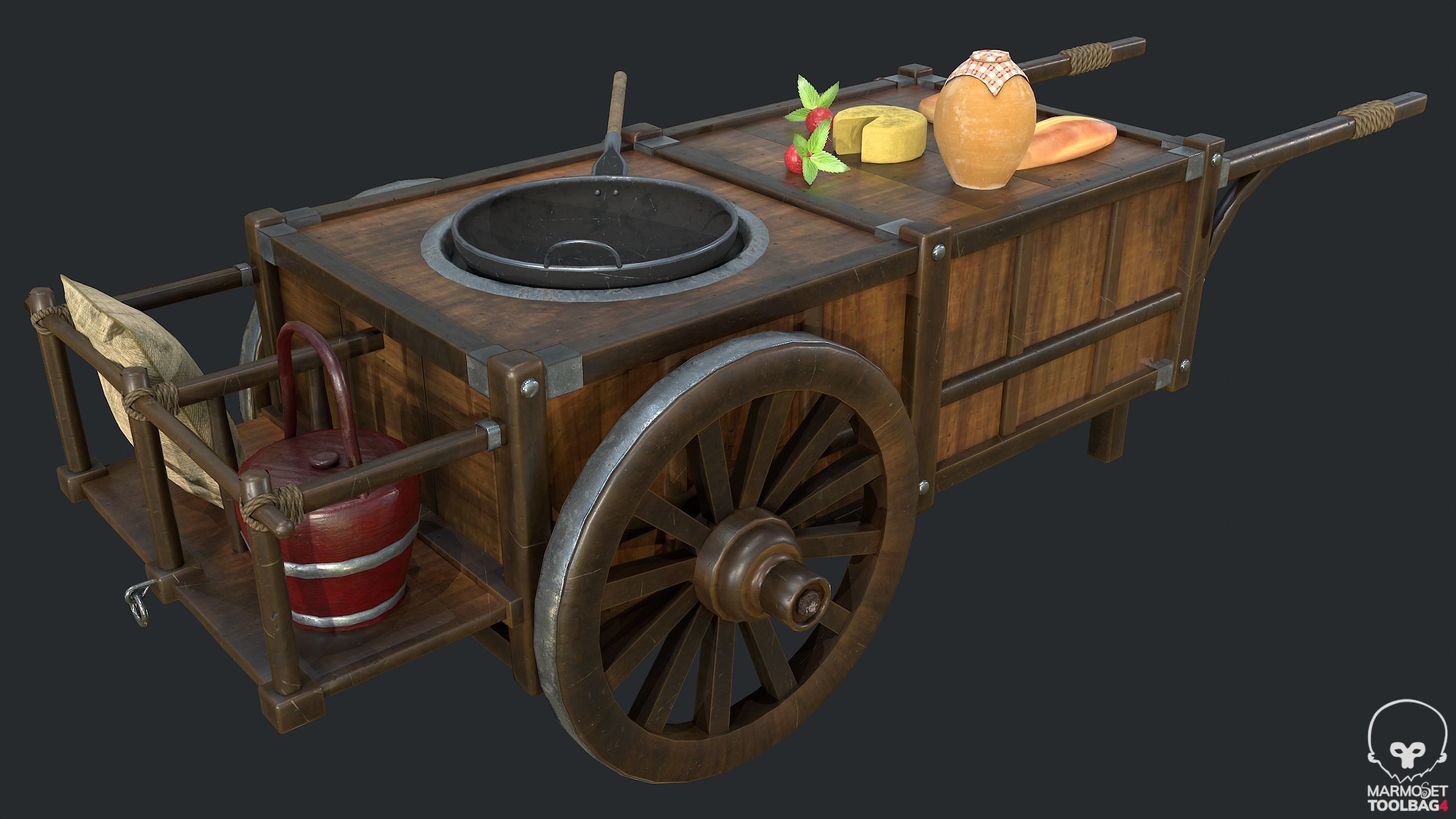 PBR Street Food Cart Low-poly 3D model_6