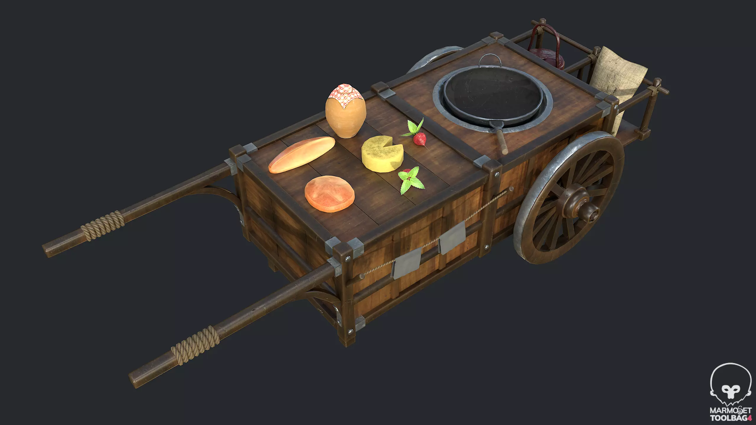 PBR Street Food Cart Low-poly 3D model_0